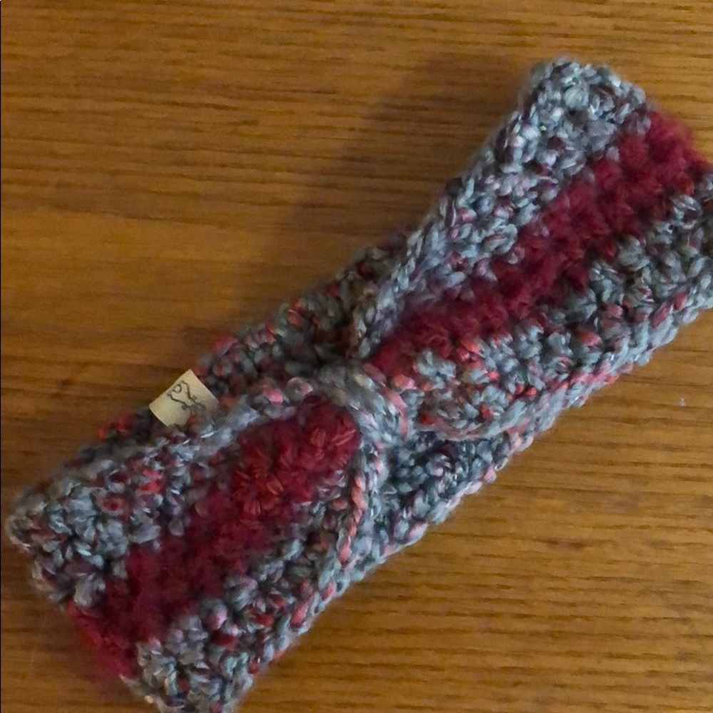 Brand New Gray/Burgundy Ear Warmer